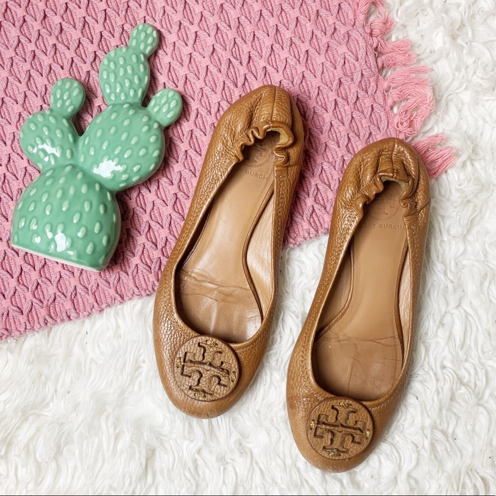 Tory Burch brown pebbles leather flats Size 8.5